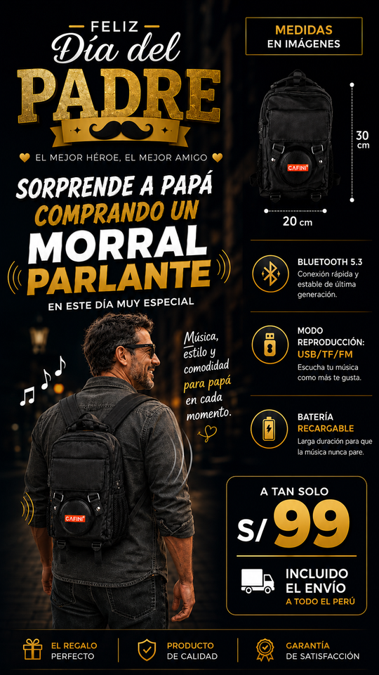 MORRAL CON PARLANTE BLUETOOTH