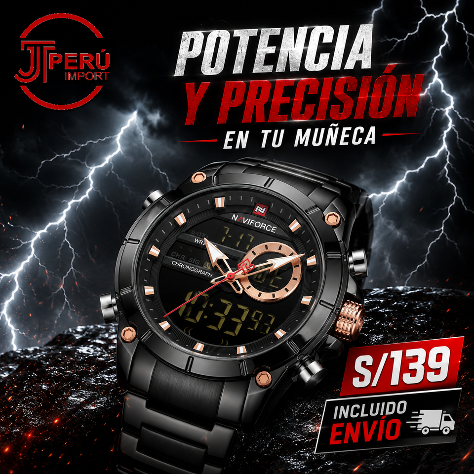 NAVIFORCE 9163 AZUL Y NEGRO TIKTOK