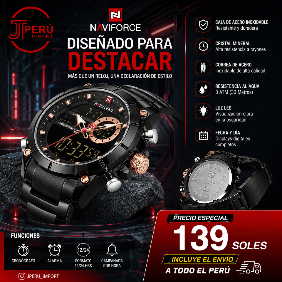 NAVIFORCE 9163 AZUL Y NEGRO TIKTOK