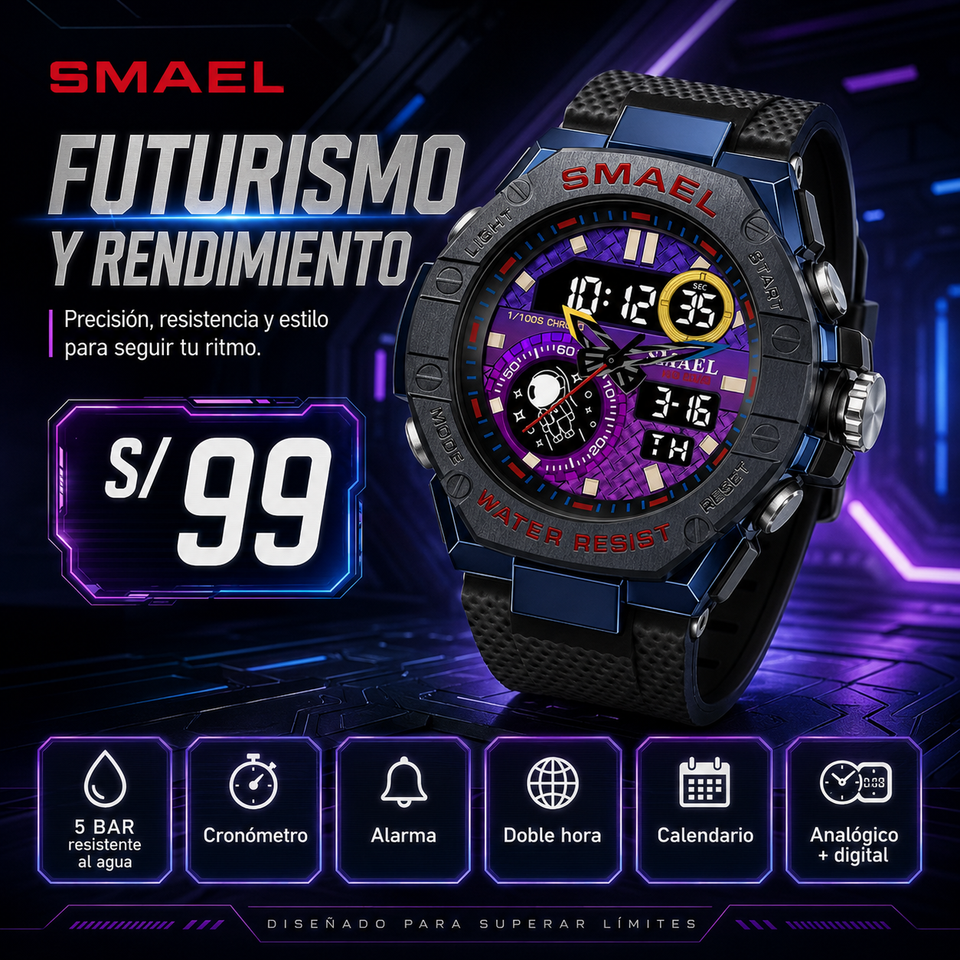 SMAEL 8068 Black and purple