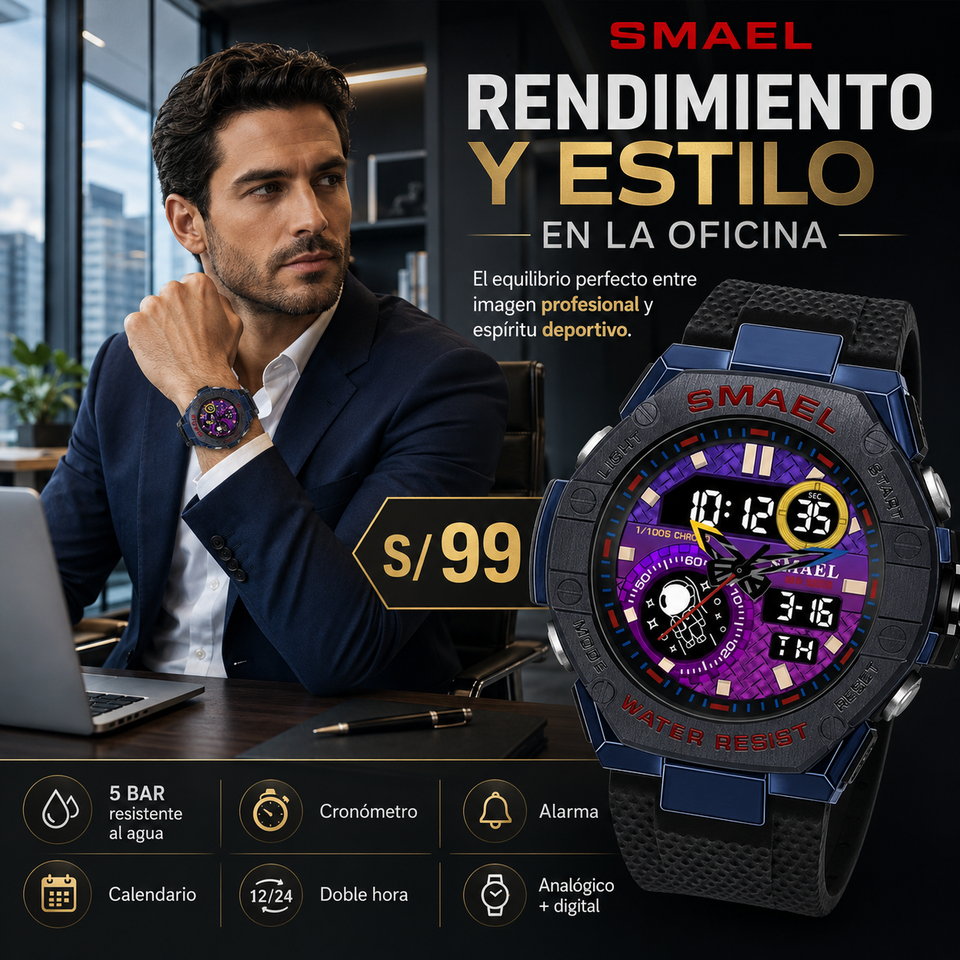 SMAEL 8068 Black and purple
