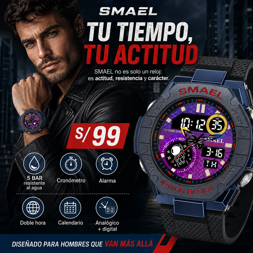 SMAEL 8068 Black and purple