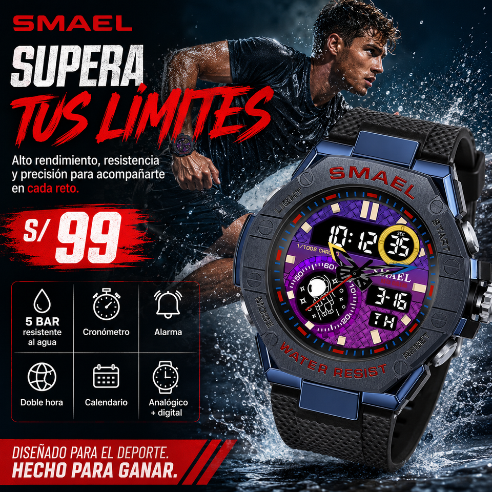 SMAEL 8068 Black and purple