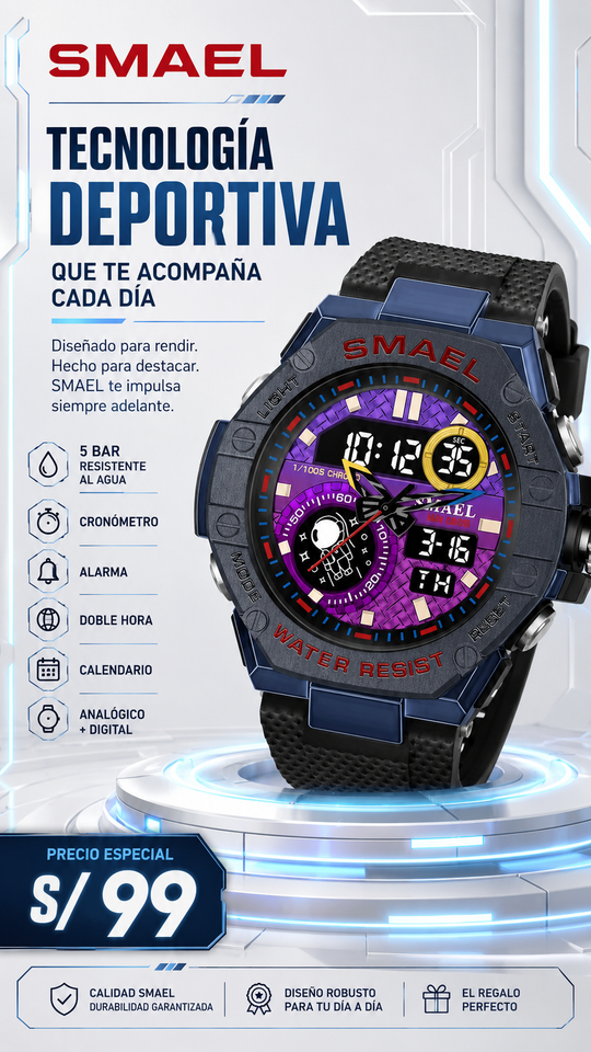 SMAEL 8068 Black and purple