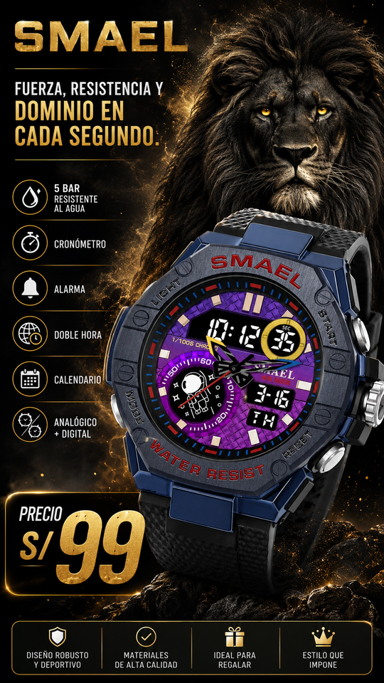SMAEL 8068 Black and purple