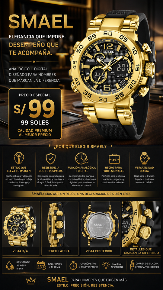 SMAEL 8106 GOLD BLACK