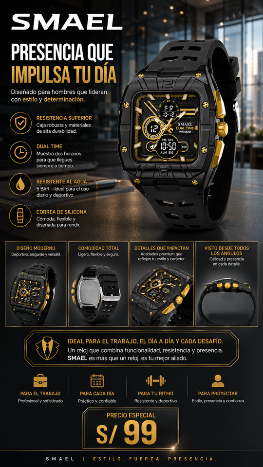 SMAEL 8135 GOLD BLACK