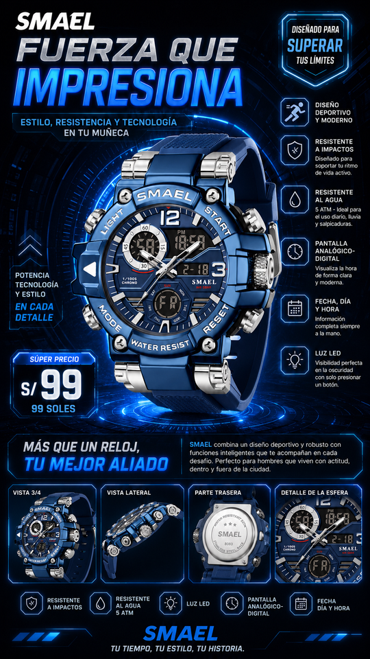 SMAEL 8110 SILVER BLUE
