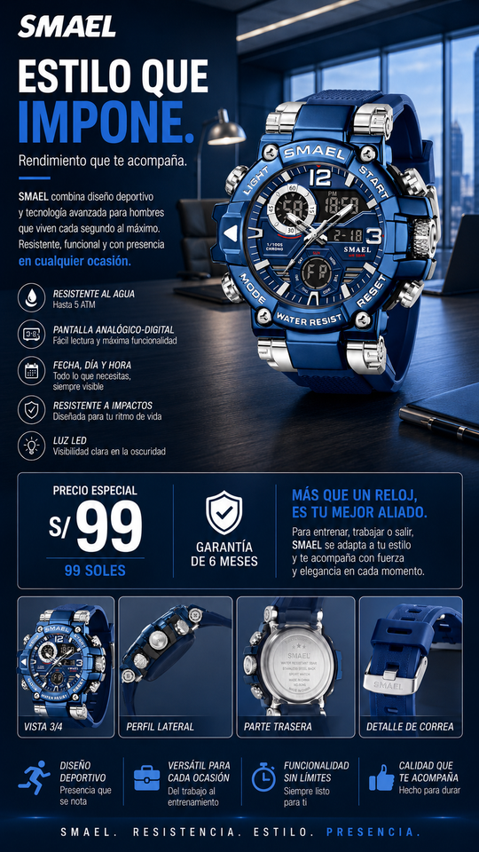 SMAEL 8110 SILVER BLUE