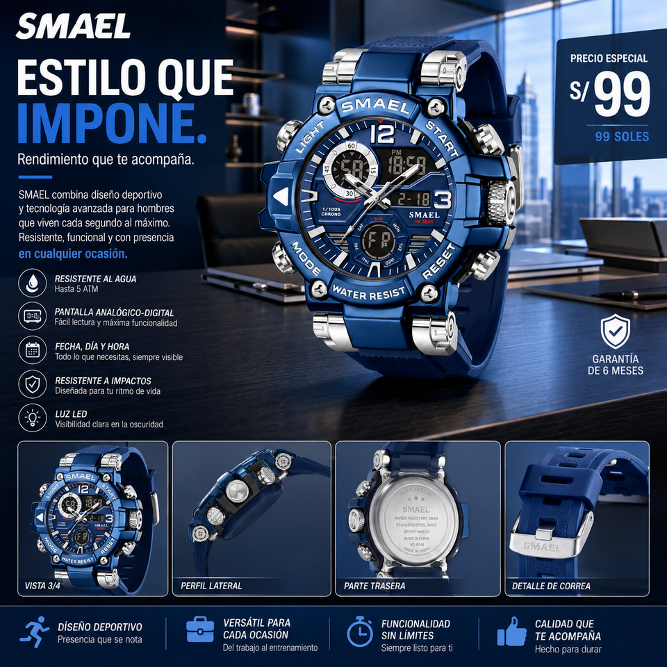 SMAEL 8110 SILVER BLUE