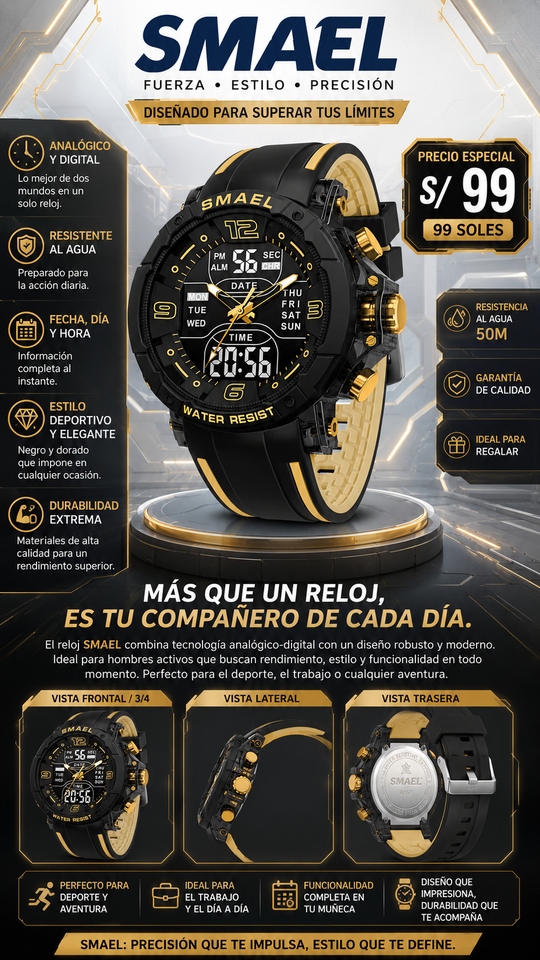 SMAEL 8140 GOLD BLACK