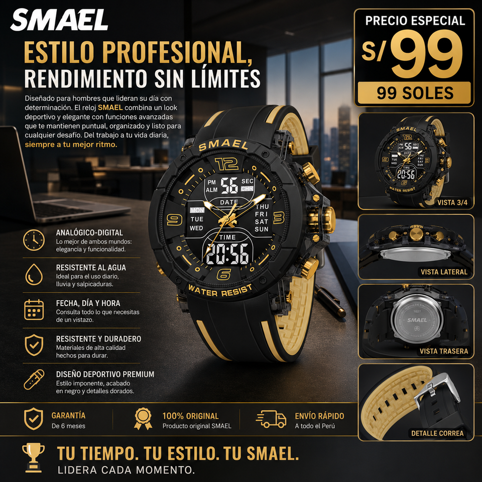 SMAEL 8140 GOLD BLACK