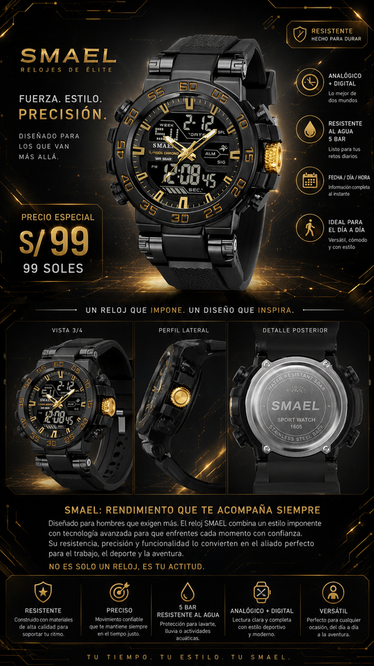 SMAEL 8139 BLACK GOLD