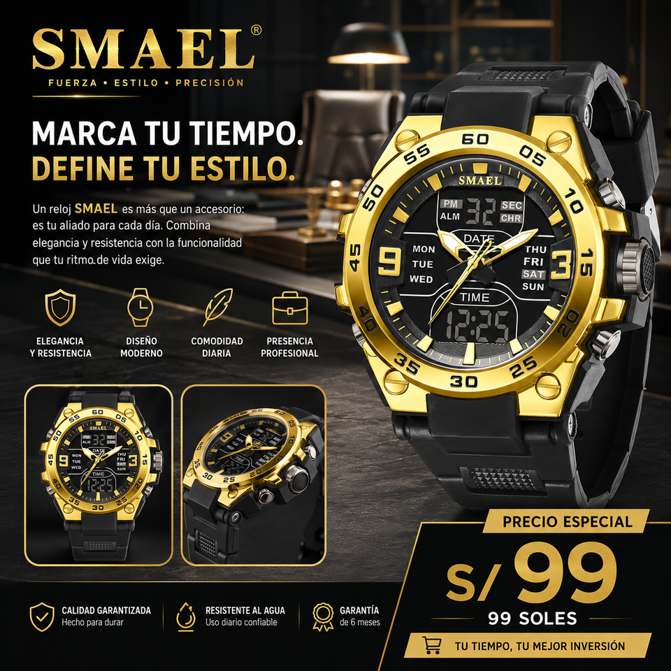 SMAEL 8138 GOLD BLACK