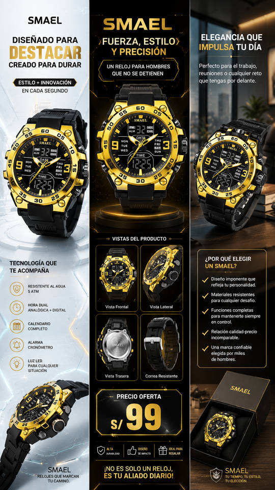 SMAEL 8138 GOLD BLACK