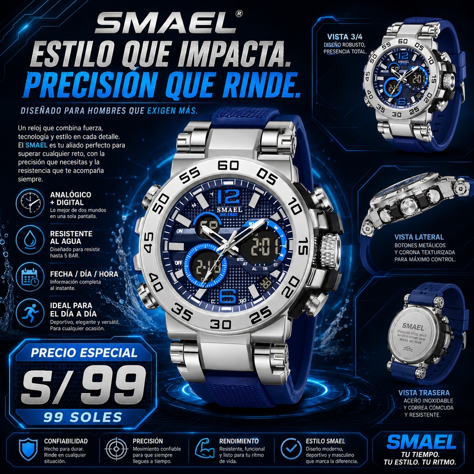 SMAEL 8106 SILVER BLUE