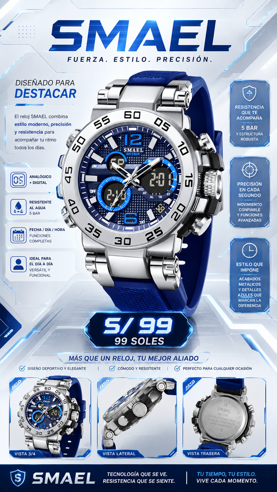 SMAEL 8106 SILVER BLUE