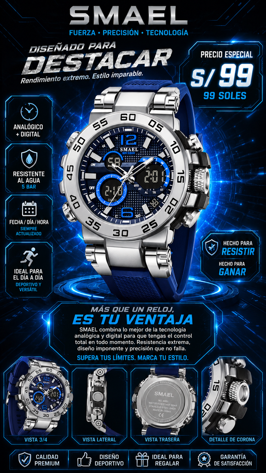 SMAEL 8106 SILVER BLUE