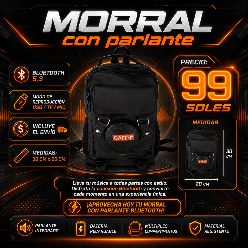 MORRAL CON PARLANTE BLUETOOTH