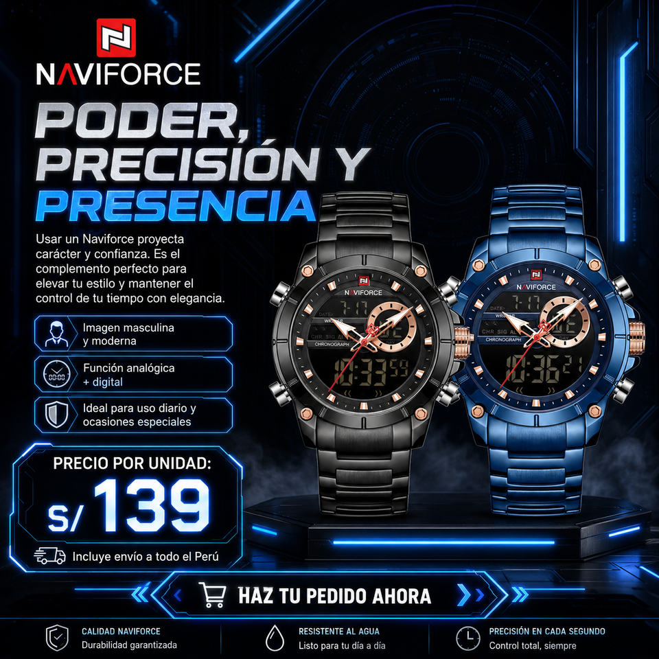 NAVIFORCE 9163 AZUL Y NEGRO TIKTOK