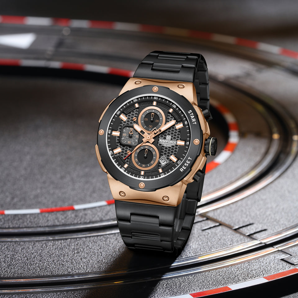 NAVIFORCE 8072 BLACK GOLD ROSE