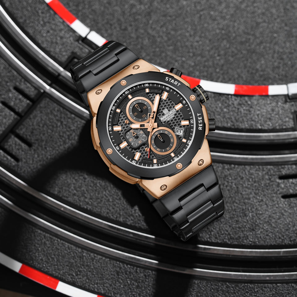 NAVIFORCE 8072 BLACK GOLD ROSE