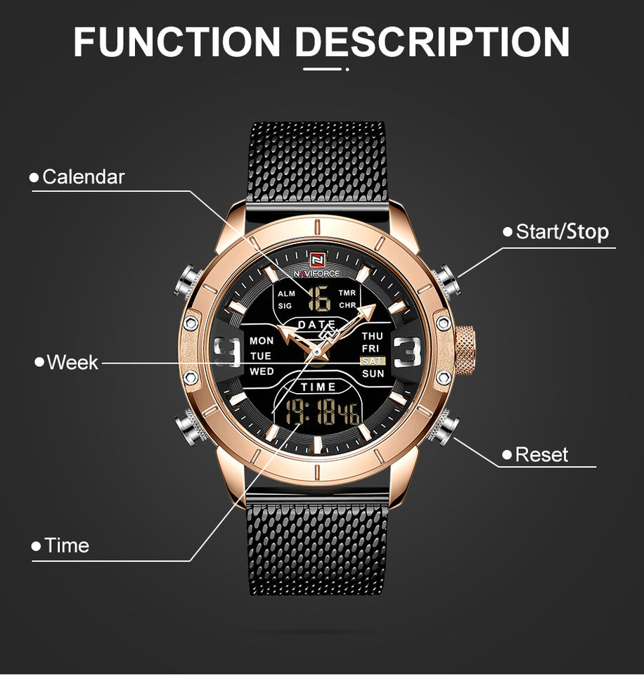 NAVIFORCE 9153 BLACK GOLD ROSE