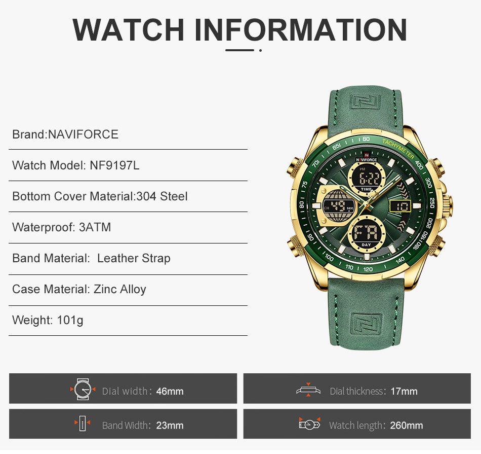 NAVIFORCE 9197 GOLD GREEN